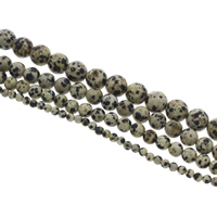 Natural Dalmatian Beads, Round, different size for choice, Hole:Approx 1mm, Length:Approx 15 Inch, Sold By Bag