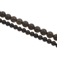 Natürliche Rauchquarz Perlen, rund, verschiedene Größen vorhanden, Bohrung:ca. 1mm, Länge:ca. 15 ZollInch, verkauft von Tasche