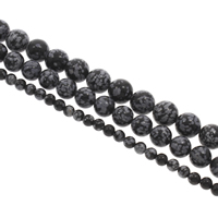 Pahuljica Obsidian perle, Krug, različite veličine za izbor, Rupa:Približno 1mm, Dužina Približno 15 inčni, Prodano By Torba
