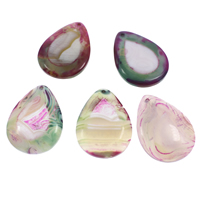 Lace Agate Pendants, Teardrop, multi-colored, 39x53x6mm-40x55x7mm, Hole:Approx 1.5mm, 10PCs/Bag, Sold By Bag