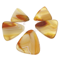 Gemstone Graduado granos pendientes, Ágata de encaje, con Cristal, Triángulo, facetas, amarillo, 21x22x5mm-29x32x5mm, agujero:aproximado 1.5mm, Vendido por Set