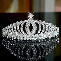 Bridal Tiaras Zinc Alloy with Brass platinum color plated for bridal & with rhinestone nickel lead & cadmium free Sold By Lot