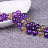 Ametrine Beads, Round, different size for choice, Hole:Approx 1-2mm, Length:Approx 15 Inch, Sold By Lot