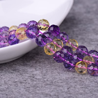 Ametrine Beads, Round, natural, 64-sided & different size for choice & faceted, Hole:Approx 1-2mm, Length:Approx 13.3 Inch, Sold By Lot