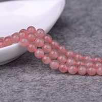 Strawberry Quartz Perle, rund, natürlich, verschiedene Größen vorhanden, Grade AAAAA, Bohrung:ca. 1mm, Länge:ca. 15 ZollInch, verkauft von Menge
