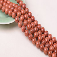 Goldstein Perlen, Goldsand, rund, synthetisch, verschiedene Größen vorhanden, Bohrung:ca. 1-2mm, Länge:ca. 15 ZollInch, verkauft von Menge