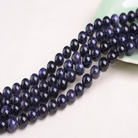 Blaue Goldstein Perlen, blauer Goldsand, rund, natürlich, verschiedene Größen vorhanden, Bohrung:ca. 1-2mm, verkauft per ca. 15 ZollInch Strang