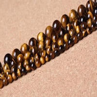 Tigerauge Perlen, rund, natürlich, verschiedene Größen vorhanden, Grade A, Bohrung:ca. 0.8-1mm, verkauft per ca. 15 ZollInch Strang
