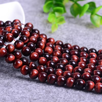 Tigerauge Perlen, rund, natürlich, verschiedene Größen vorhanden, rot, Grad AAA, Bohrung:ca. 1-2mm, verkauft per ca. 15 ZollInch Strang