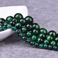 Tigerauge Perlen, rund, natürlich, verschiedene Größen vorhanden, grün, Grade AAAAA, Bohrung:ca. 1-2mm, verkauft per ca. 15 ZollInch Strang