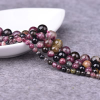 Tourmaline Beads, Round, natural, October Birthstone & different size for choice, Hole:Approx 1-2mm, Sold Per Approx 15 Inch Strand