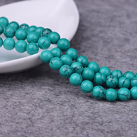 Synthetische Türkis Perle, rund, verschiedene Größen vorhanden, grün, Bohrung:ca. 1mm, Länge:ca. 15 ZollInch, verkauft von Menge