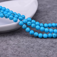 Türkis Perlen, Synthetische Türkis, rund, synthetisch, verschiedene Größen vorhanden, blau, Bohrung:ca. 1-2mm, Länge:ca. 15 ZollInch, verkauft von Menge