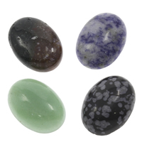 pierre gemme cabochon, ovale plat, différents matériaux pour le choix & dos plat, 18x25x7mm, 20PC/sac, Vendu par sac