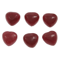 Βαμμένα Jade Cabochon, Καρδιά, επίπεδη πλάτη, κεράσι χαλαζία, 10x10x4mm, 50PCs/τσάντα, Sold Με τσάντα