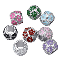 Zinc Alloy European Beads Drum platinum color plated enamel nickel lead & cadmium free Approx 5.5mm Sold By Lot