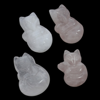 Rose Quartz Beads, Fox, half-drilled, 20x29x10mm-24x34x12mm, Hole:Approx 1mm, 5PCs/Bag, Sold By Bag