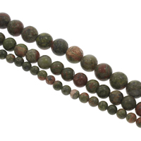 Unakit Perlen, Unakite, rund, verschiedene Größen vorhanden, Bohrung:ca. 1mm, verkauft per ca. 15 ZollInch Strang