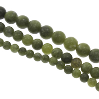 Kanadische Jade Perle, rund, verschiedene Größen vorhanden, Bohrung:ca. 1mm, verkauft per ca. 15 ZollInch Strang