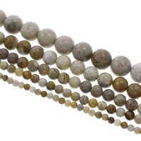 Chrysanthemen Stein Perle, rund, natürlich, verschiedene Größen vorhanden, Bohrung:ca. 1mm, verkauft per ca. 15 ZollInch Strang
