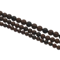 mahagonibrauner Obsidian Perle, rund, verschiedene Größen vorhanden, Bohrung:ca. 1mm, verkauft per ca. 15 ZollInch Strang