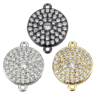 Cubic Zirconia Micro Pave Brass Connector Flat Round plated micro pave cubic zirconia & 1/1 loop nickel lead & cadmium free Approx 1mm Sold By Lot