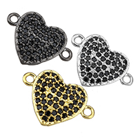 Cubic Zirconia Micro Pave Brass Connector Heart plated micro pave cubic zirconia & 1/1 loop nickel lead & cadmium free Approx 1mm Sold By Lot