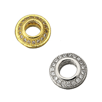 Cubic Zirconia Micro Pave Brass Beads, plated, micro pave cubic zirconia & large hole, more colors for choice, nickel, lead & cadmium free, 9x9x4.50mm, Hole:Approx 4mm, 10PCs/Lot, Sold By Lot