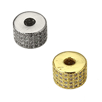 Cubic Zirconia Micro Pave Brass Beads Rondelle plated micro pave cubic zirconia & large hole nickel lead & cadmium free Approx 3mm Sold By Lot