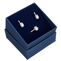 Conjuntos de joyería de plata esterlina 925, anillo de dedo & pendiente, plata de ley 925, sin caja & micro arcilla de zirconia cúbica, 8mm, 6x14x4.5mm, tamaño:6, Vendido por Set