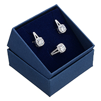 Conjuntos de joyería de plata esterlina 925, anillo de dedo & pendiente, plata de ley 925, sin caja & micro arcilla de zirconia cúbica, 10mm, 9.5x18x6.5mm, tamaño:7, Vendido por Set
