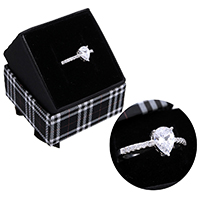 Kubični Zirconia mikro utre srebra prstenje, 925 Sterling Silver, Suza, bez kutije & micro utrti kubni cirkonij, 8.50mm, Veličina:7, Prodano By PC