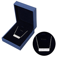 Zircon cubique Micro Pave collier en argent Sterling, argent sterling 925, avec 1.5lnch chaînes de rallonge, mot amour, sans boîte & chaîne ovale & pavé de micro zircon, 31x7x2mm, 1.3x0.2mm, Vendu par Environ 15 pouce brin