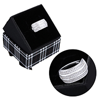 Pavimentar o Zirconia cúbico Micro anéis de prata esterlina, 925 prata esterlina, with caixa de papelão, micro pavimento em zircônia cúbica, 10.50mm, tamanho:7, vendido por PC