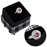 Kubični Zirconia mikro utre srebra prstenje, 925 Sterling Silver, s Kartonska kutija, micro utrti kubni cirkonij & faceted, 12.50mm, Veličina:7, Prodano By PC
