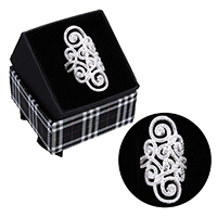 Cubic Zirconia micr3ofono pavimenta anillos de plata esterlina, plata de ley 925, con caja de cartón, micro arcilla de zirconia cúbica, 36mm, tamaño:6, Vendido por UD