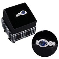 Kubični Zirconia mikro utre srebra prstenje, 925 Sterling Silver, micro utrti kubni cirkonij & faceted, 8.50mm, Veličina:6, Prodano By PC