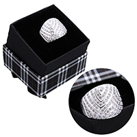 Cubic Zirconia micr3ofono pavimenta anillos de plata esterlina, plata de ley 925, con caja de cartón, micro arcilla de zirconia cúbica, 17.50mm, tamaño:8, Vendido por UD