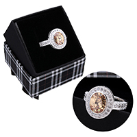Cubic Zirconia micr3ofono pavimenta anillos de plata esterlina, plata de ley 925, sin caja & micro arcilla de zirconia cúbica & facetas, 16mm, tamaño:8, Vendido por UD
