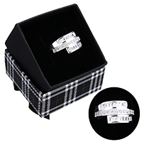 Cubic Zirconia Micro vydláždit mincovní stříbro prsteny, 925 Sterling Silver, bez krabice & micro vydláždit kubické zirkony, 12mm, Velikost:8, Prodáno By PC