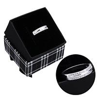 Micro zirconi spianare anelli argento, 925 argento sterlina, senza scatola & Micro spianare cubic zirconia, 4.50x2.50mm, Misura:7, Venduto da PC