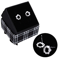 Sterling Silver Jewelry orecchino, 925 argento sterlina, senza scatola & senza earnut & Micro spianare cubic zirconia, 9x9.5x2.5mm, 0.7mm, Venduto da coppia