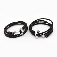 Men Bracelet Cowhide with Zinc Alloy antique silver color plated Sold Per Approx 16.5 Inch Strand