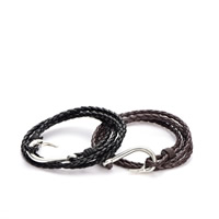 Men Bracelet Cowhide zinc alloy clasp platinum color plated adjustable 10/Strand Sold Per Approx 16.5 Inch Strand
