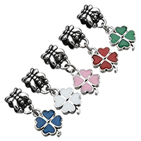 European Style Tibetan Style Dangle Beads, Four Leaf Clover, antique silver color plated, without troll & enamel, more colors for choice, nickel, lead & cadmium free, 25mm, 9x13.5x2mm, 6x10.5mm, Hole:Approx 5mm, 100PCs/Lot, Sold By Lot
