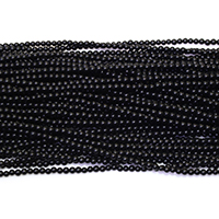 Natural Black Agaat kralen, Zwarte Agaat, Ronde, natuurlijk, verschillende grootte voor keus & frosted, Gat:Ca 0.5mm, Lengte Ca 15.5 inch, Verkocht door Lot