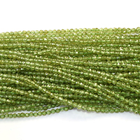 Peridot Stone Beads, Round, natural, August Birthstone & faceted, Grade AB, 3mm, Hole:Approx 0.5mm, Length:Approx 16 Inch, 2Strands/Lot, Approx 121PCs/Strand, Sold By Lot