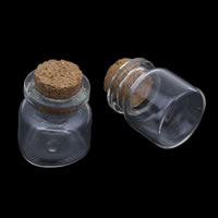 Jewelry Beads Container, Glass, with wood stopper, transparent, 22x25mm, 10PCs/Bag, Sold By Bag