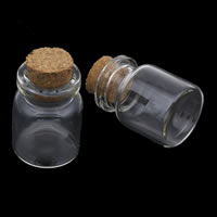 Jewelry Beads Container, Glass, with wood stopper, transparent, 22x30mm, 10PCs/Bag, Sold By Bag