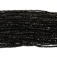 Natural Black Agate Beads, Round, different size for choice & faceted, Hole:Approx 0.5mm, Length:Approx 15.5 Inch, Sold By Lot